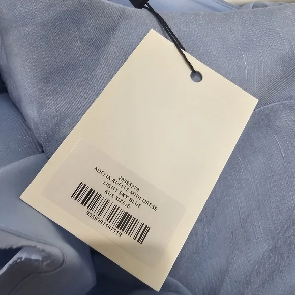 Aje  Adelia One-Shoulder Ruffled Dupioni-Trimmed Linen-Blend Midi Dress - Picture 7 of 9